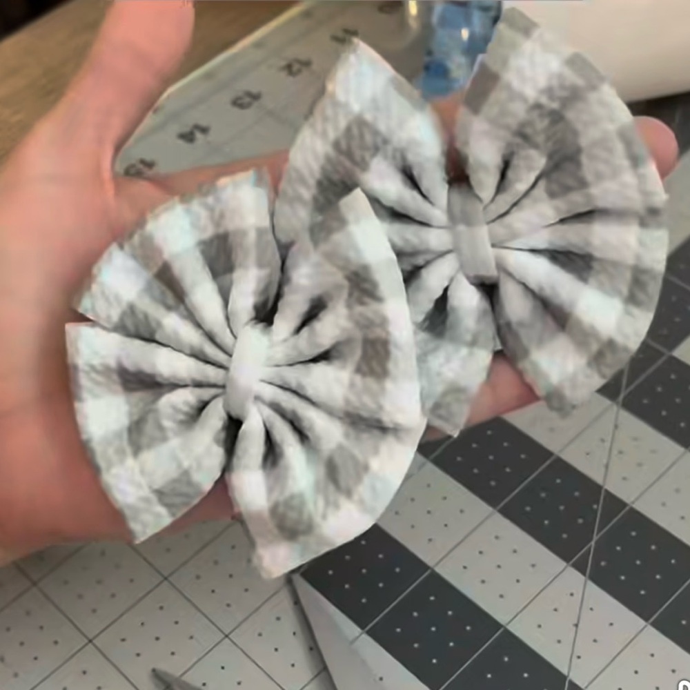 Plaid Gray Hair Bows for Kids